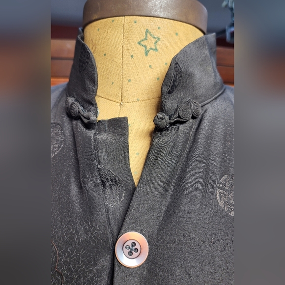 Woman's Vintage Double Horse Black Silk Button-Up Jacket Size M - Picture 8 of 10